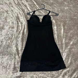 Elegant Black Slip Dress with Mesh